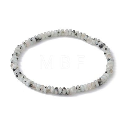 Natural Sesame Jasper Rondelle Beaded Stretch Bracelets BJEW-JB09980-06-1