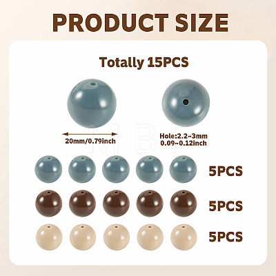 15Pcs 3 Colors Opaque Acrylic Beads SACR-TADJ0001-04-1