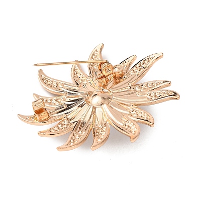 Alloy Crystal Rhinestone Blue Flower Brooches JEWB-P054-02G-1