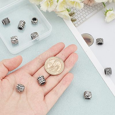 Unicraftale 10Pcs 10 Styles 304 Stainless Steel Large Hole Beads STAS-UN0044-66-1