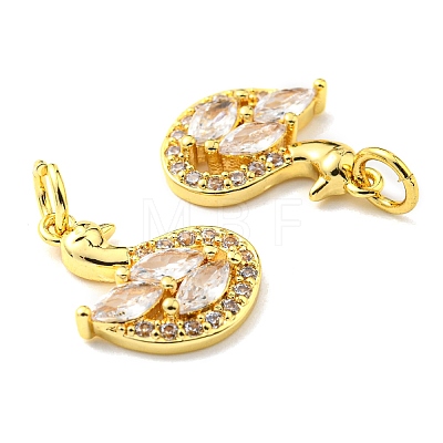 Rack Plating Brass Micro Pave Cubic Zirconia Pendants KK-D036-18G-1