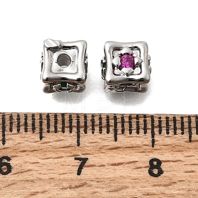 Brass Micro Pave Colorful Cubic Zirconia Beads KK-N289-25P-1