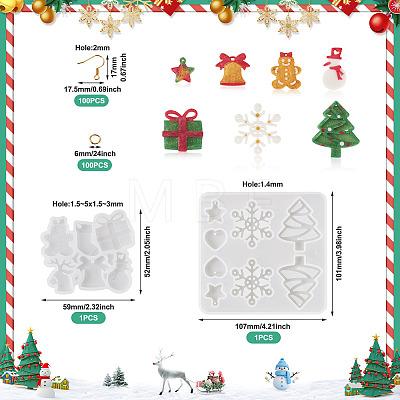  2Pcs 2 Style Christmas Snowman & Bell & Tree & Star Pendant Silicone Molds DIY-TA0005-91-1