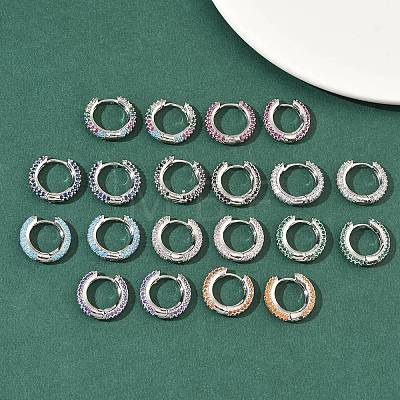 Brass Micro Pave Cubic Zirconia Hoop Earrings EJEW-C181-13P-1