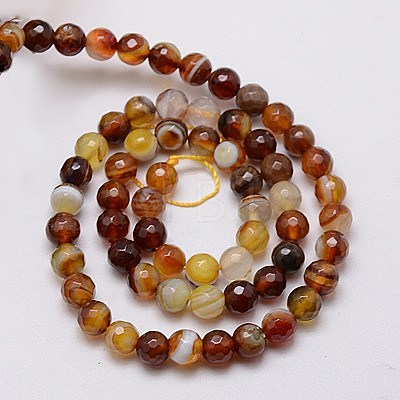 Natural Striped Agate/Banded Agate Beads Strands G-G581-6mm-06-1