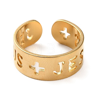 Golden 304 Stainless Steel Open Cuff Rings RJEW-P091-01G-G-1