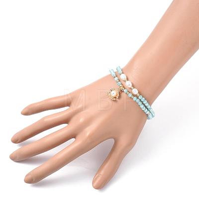 Faceted Glass Bead Stretch Bracelets BJEW-JB05488-04-1
