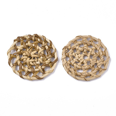 Handmade Reed Cane/Rattan Woven Beads X-WOVE-Q077-03-1