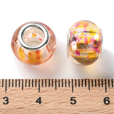 Transparent Two-Color Brass Cores Acrylic European Beads OACR-M024-05P-05-1