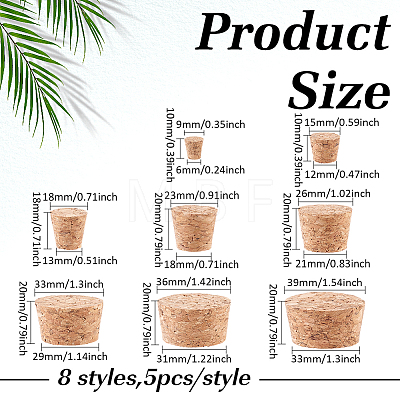 40Pcs 8 Styles Cork Stopper AJEW-ME0002-66-1