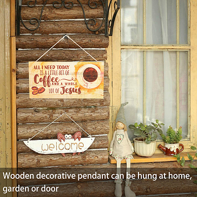 CREATCABIN 1Pc Natural Wood Hanging Wall Decorations for Front Door Home Decoration AJEW-CN0001-02I-1