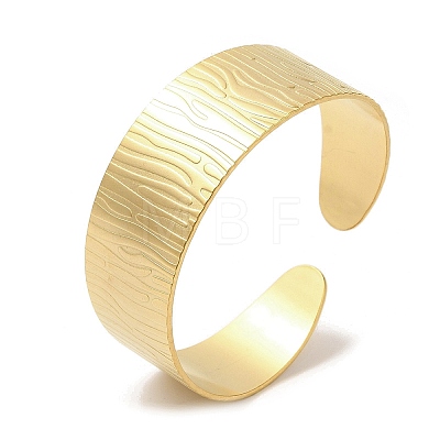 Ion Plating(IP) 304 Stainless Steel Textured Cuff Bangles for Women BJEW-L682-016G-1