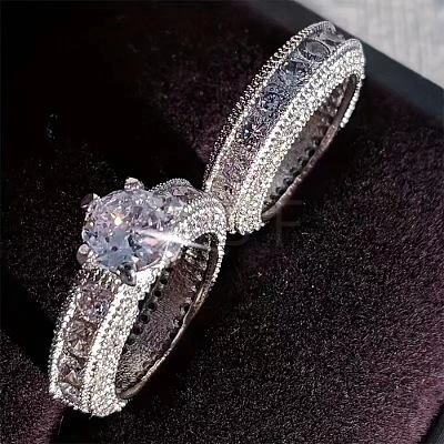 2Pcs Alloy with Crystal Rhinestone Finger Rings for Couple FS-WG6A3A8-05-1