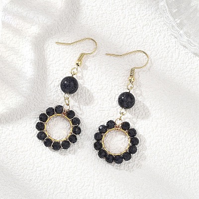 304 Stainless Steel Round Dangle Earrings EJEW-JE06786-02-1