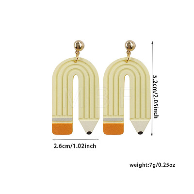 Back to School Acrylic Dangle Stud Earrings FS-WGAA197-25-1
