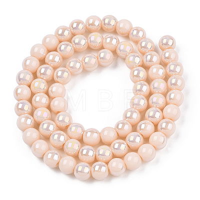 Electroplate Opaque Glass Beads Strands GLAA-T032-P6mm-AB09-1
