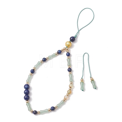 Natural Lapis Lazuli & Carnelian & Peacock Green Agate Mobile Straps HJEW-JM03425-1