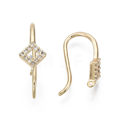 Brass Micro Pave Cubic Zirconia Earring Hooks X-KK-T063-018-NF-1