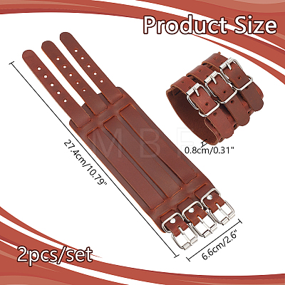Adjustable Cowhide Cuff Cord Bracelet BJEW-WH0020-62P-01-1