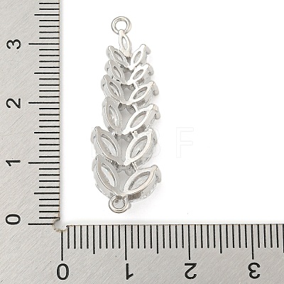 Rack Plating Brass Pave Clear Cubic Zirconia Leaf Links Connector Charms KK-P277-49P-1