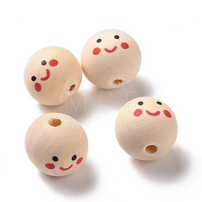 Printed Wood European Beads WOOD-C001-03A-04-1