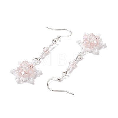 Glass Seed Beaded Dangle Earrings EJEW-MZ00171-02-1