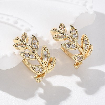 Brass Micro Pave Clear Cubic Zirconia Cuff Earrings X-EJEW-I249-11G-1