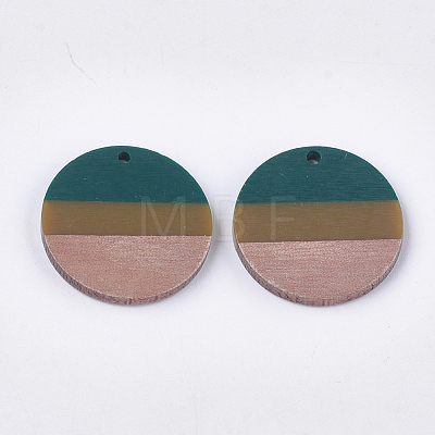 Tri-color Resin & Walnut Wood Pendants RESI-S358-78F-1