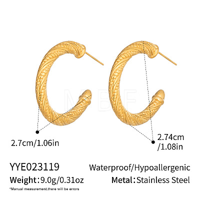 304 Stainless Steel Twisted C-shaped Stud Earrings for Women CJ9886-1