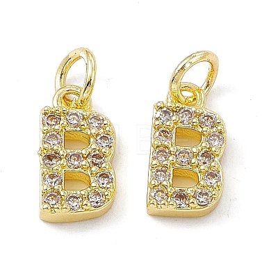 Real 18K Gold Plated Brass Micro Pave Clear Cubic Zirconia Charms KK-E068-VB452-B-1