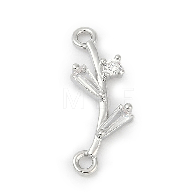 Brass Clear Cubic Zirconia Connector Charms KK-Z094-06P-02-1