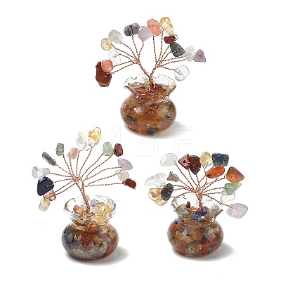 Natural Mixed Stone Chips Tree of Life Decorations DJEW-Z007-02Q-1