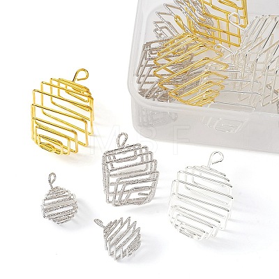 20Pcs 4 Styles Iron Wire Spiral Bead Cage Pendants IFIN-YW0001-88-1
