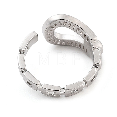 Rack Plating Brass Clear Cubic Zirconia Belt Shape Open Cuff Rings for Women KK-S371-06P-1
