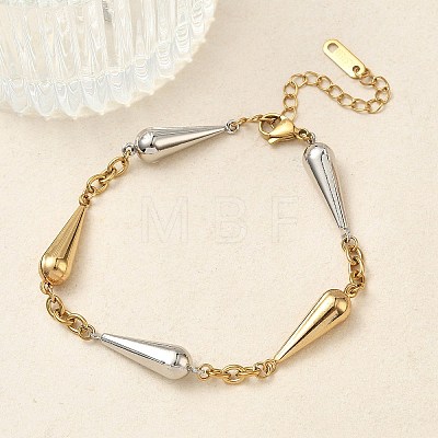 Two Tone 304 Stainless Steel Link Bracelets for Women BJEW-A169-02GP-1