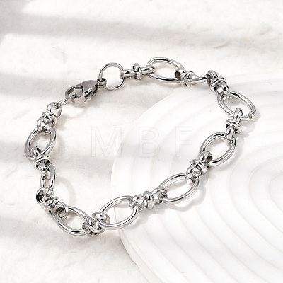201 Stainless Steel Oval Link Chain Bracelets for Men STAS-T077-05P-1