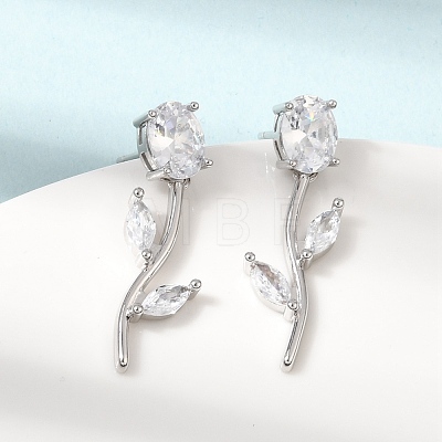 Brass Micro Pave Cubic Zirconia Stud Earrings LS-KK-CBA8324-20P-05-1