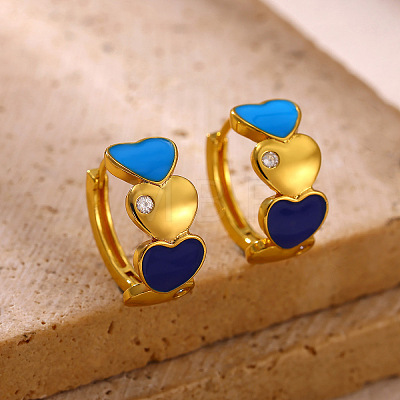 304 Stainless Steel Enamel Hoop Earrings for Women EJEW-K271-07G-1