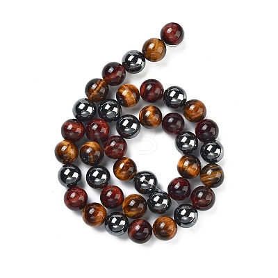 Natural Tiger Iron & Synthetic Hematite Beads Strands G-H1581-10mm-1