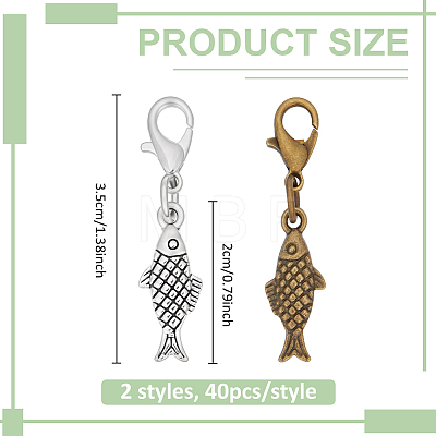 80Pcs 2 Styles Alloy Pendant Decorations HJEW-BC00125-1
