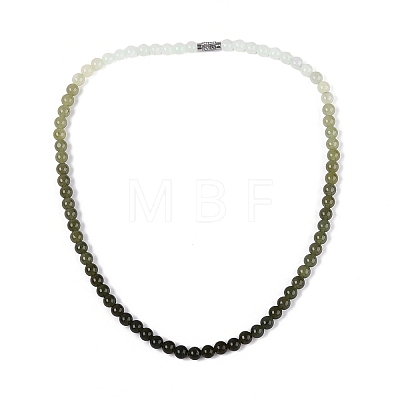 6MM Gradient Color Natural Myanmar Jade Round Beaded Necklaces NJEW-Q150-01-1