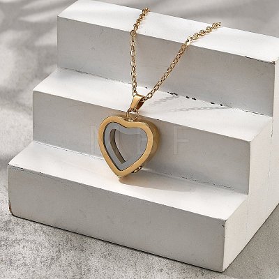 304 Stainless Steel Heart Urn Ashes Necklaces STAS-Z106-09G-03-1