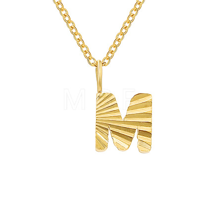 Personalized Stainless Steel Textured Alphabet Initial Pendant Necklaces for Women Men RF0956-13-1