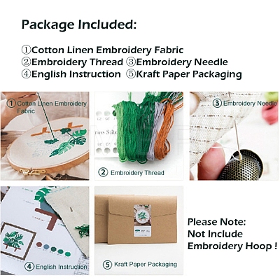 Banana Leaf Pattern DIY Embroidery Beginner Kit DIY-P077-021-1