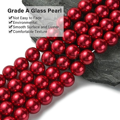 Eco-Friendly Glass Pearl Beads Strands LS-HY-A008-14mm-RB084-1