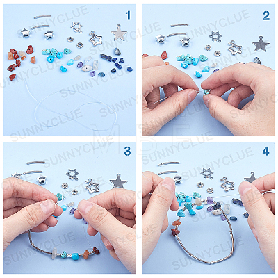 SUNNYCLUE DIY Gemstone Bead Stretch Bracelets Making Kits DIY-SC0012-17-1