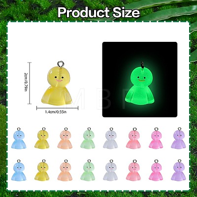 80Pcs 8 Colors Luminous Resin Pendants RESI-SZ0003-48-1