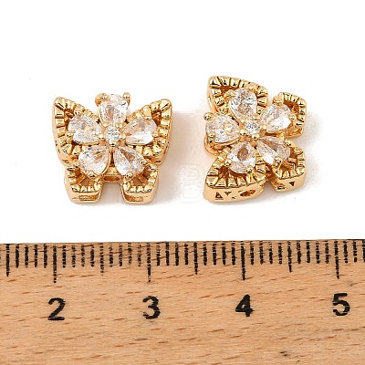 Brass Micro Pave Cubic Zirconia Beads KK-C155-02G-01-1