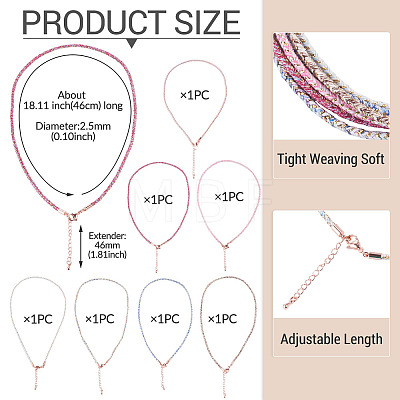 7Pcs 7 Colors 2.5MM Round Nylon Cotton Cord Necklace Making NJEW-TA0001-25RG-1