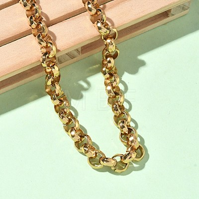 7MM 304 Stainless Steel Rolo Chain Necklaces for Women Men NJEW-Z115-01G-1